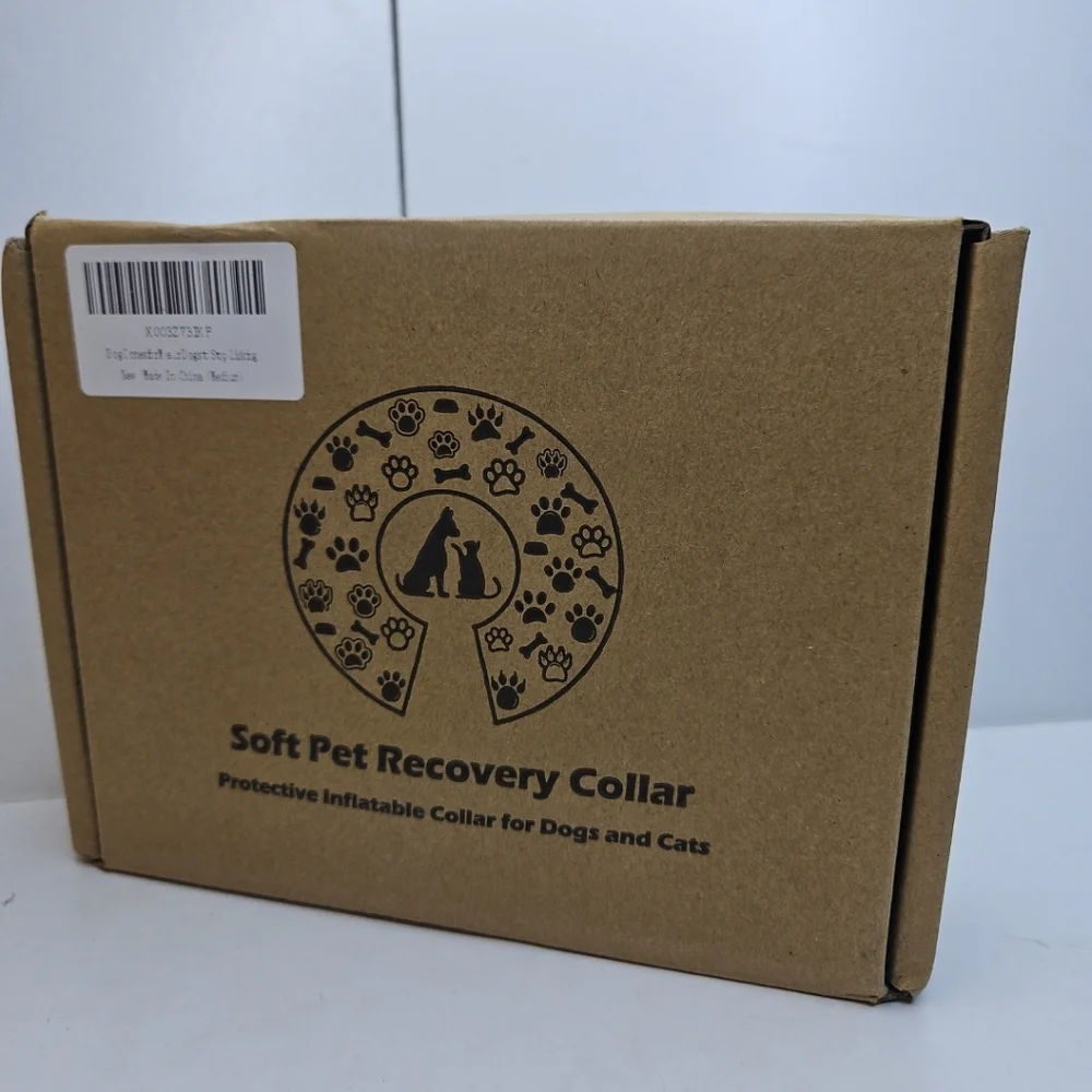 Pet Recovery Collar With Pump with Paw Print Design